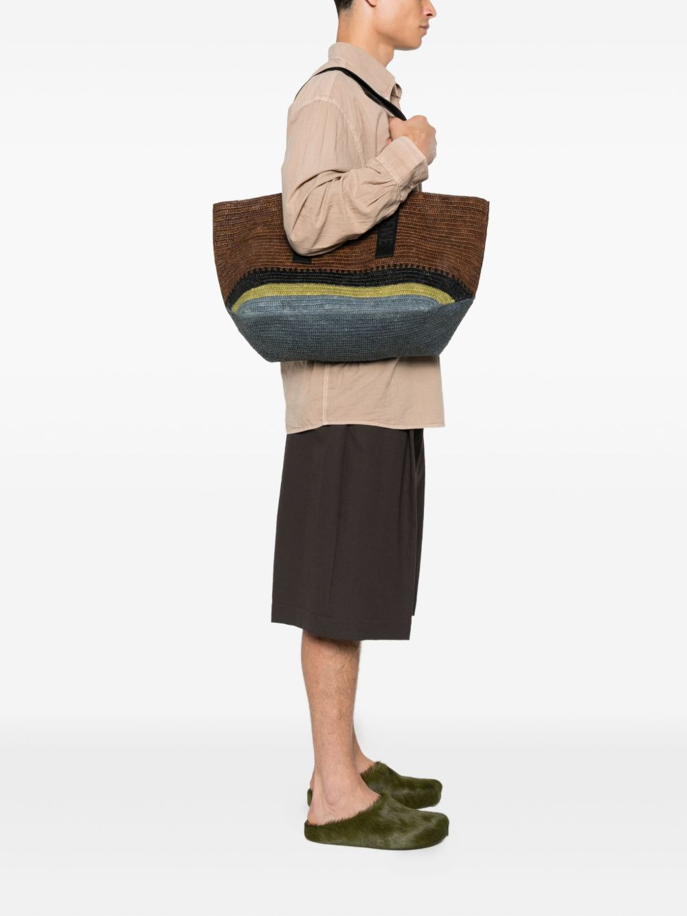 Fold Shopper raffia-weave logo tote bag - 2