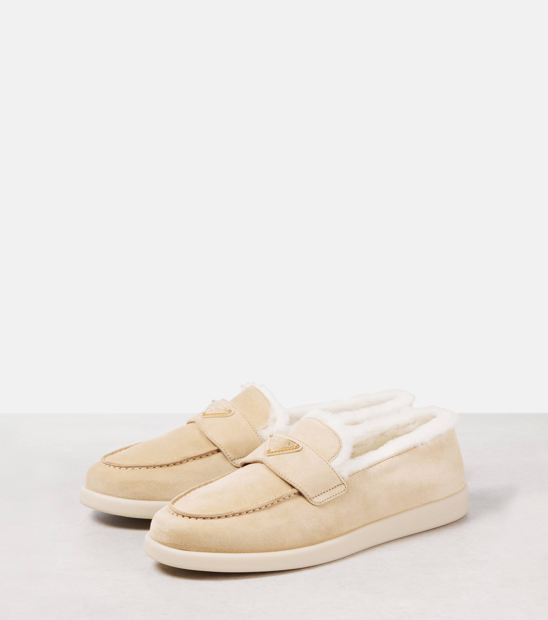 Shearling-lined suede loafers - 4