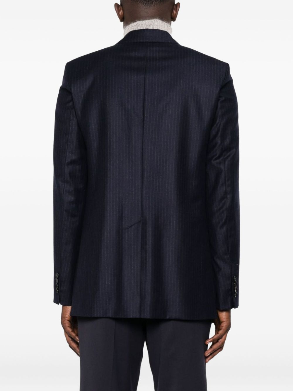 pinstriped single-breasted blazer - 4