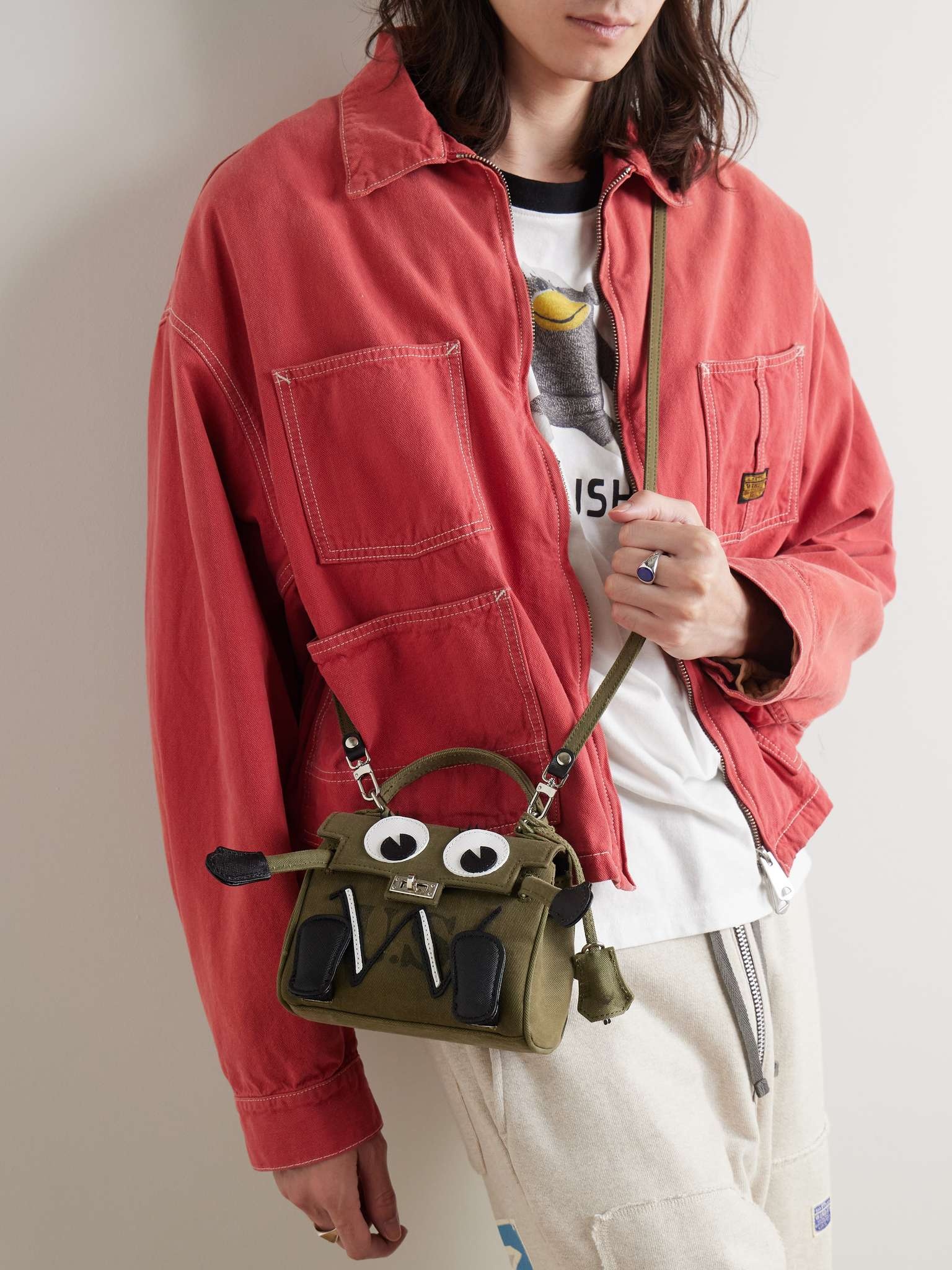 + Dr. Woo Monster Cross-Grain Leather-Trimmed Cotton-Drill Messenger Bag - 2