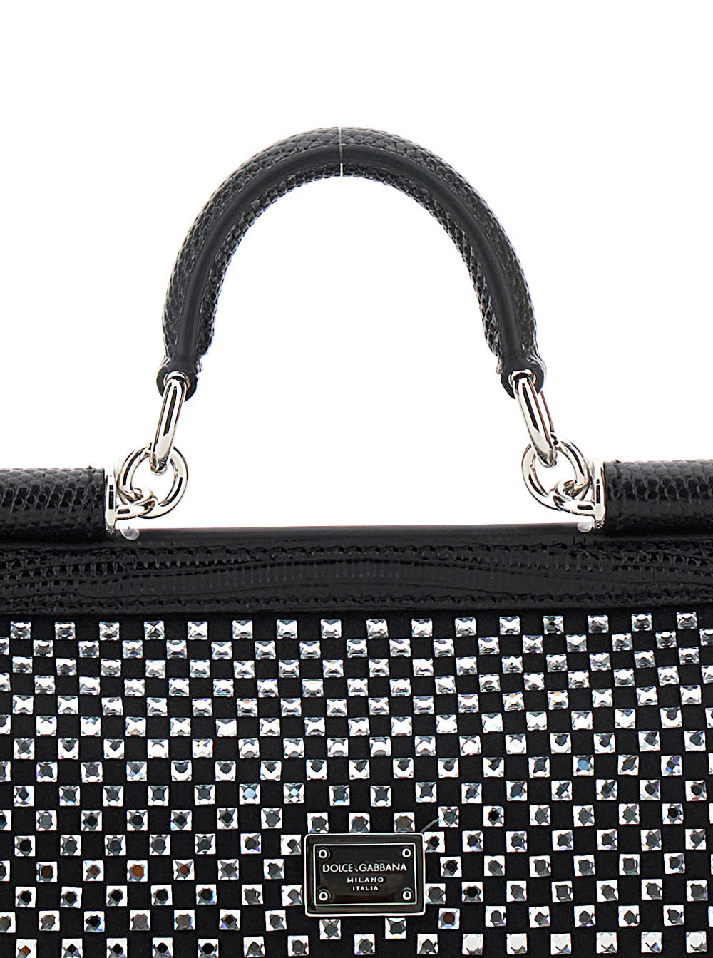 Dolce & Gabbana Women 'Sicily' Black Handbag With All-Over Rhinestone In Satin Blend Woman - 5