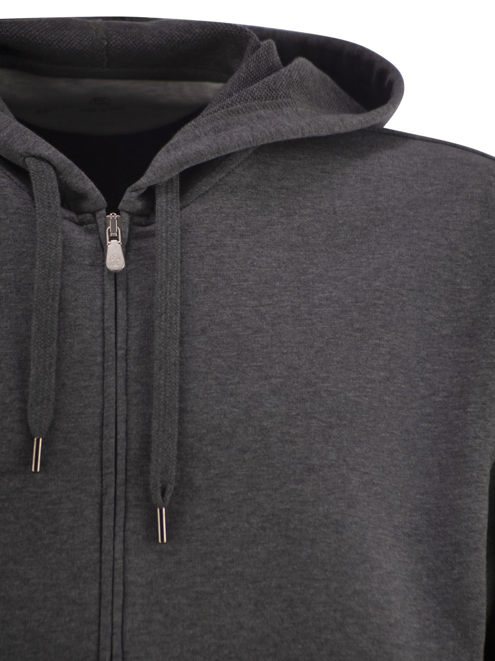 Brunello Cucinelli Men Cotton Fleece Topwear With Zip And Hood - 4