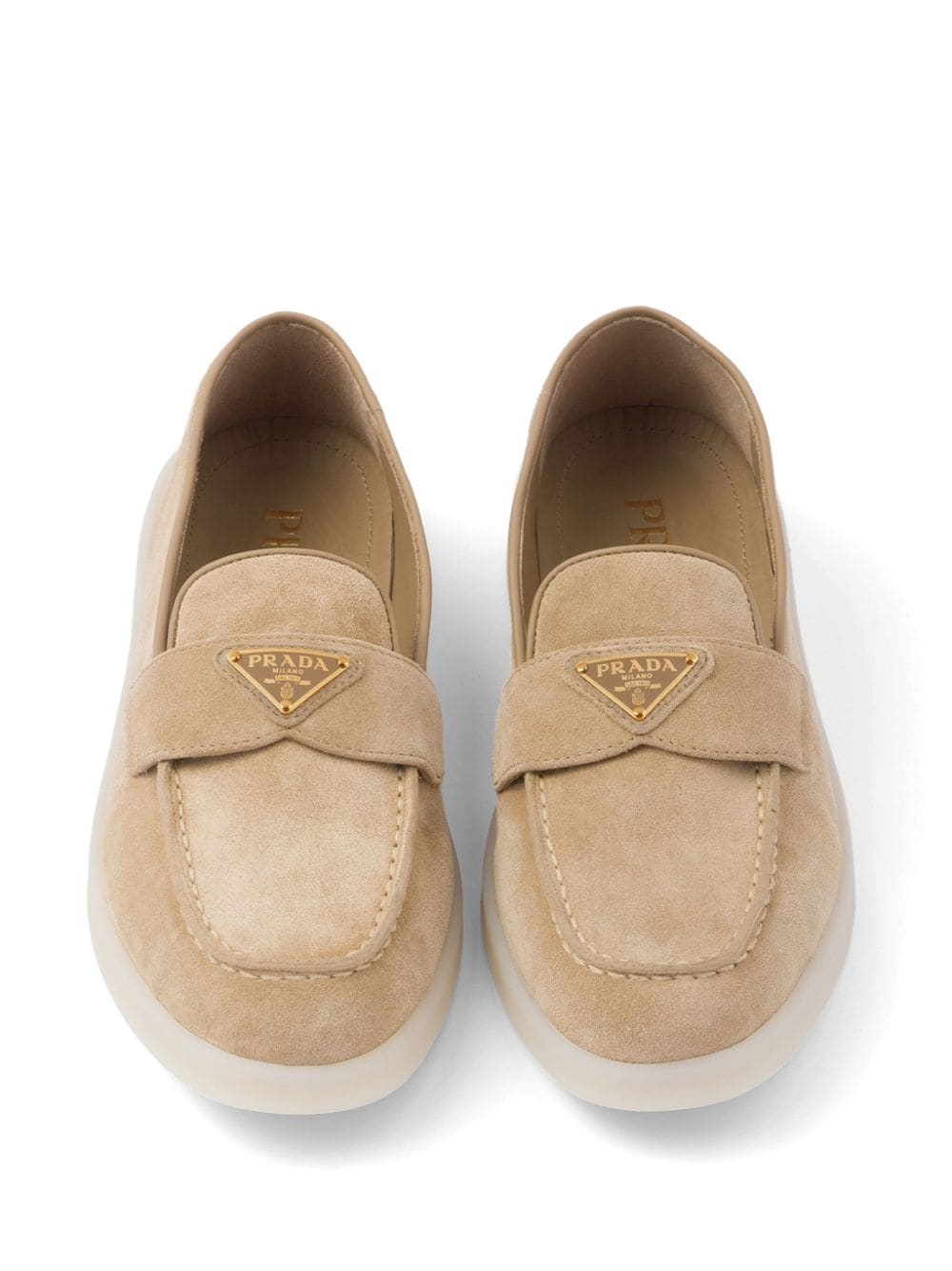triangle-logo suede loafers - 4