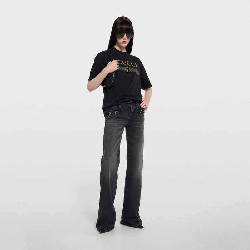 GUCCI Cotton jersey and silk T-shirt with print outlook