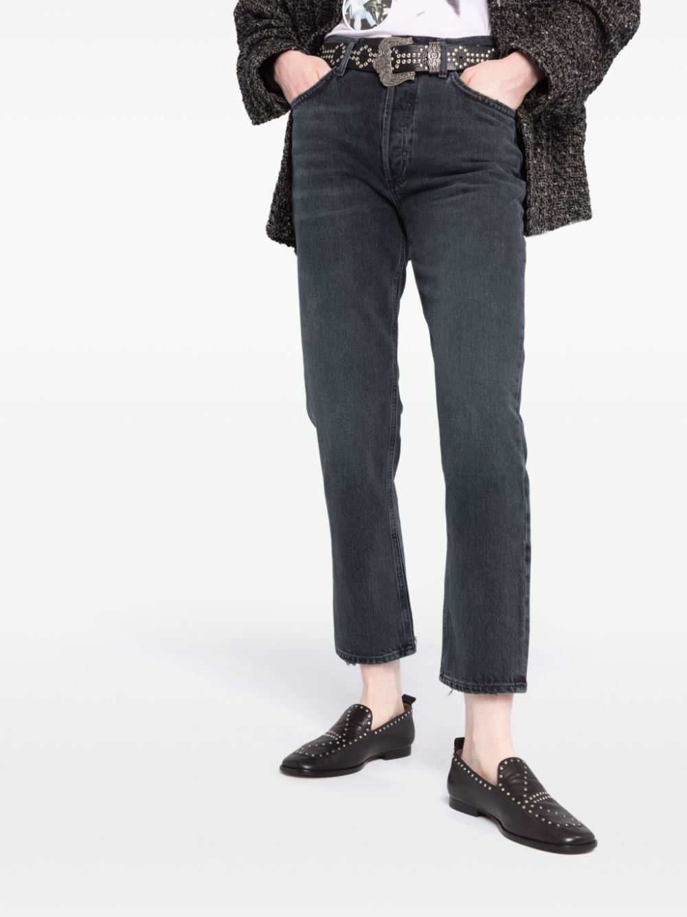 tapered-leg cropped jeans - 4