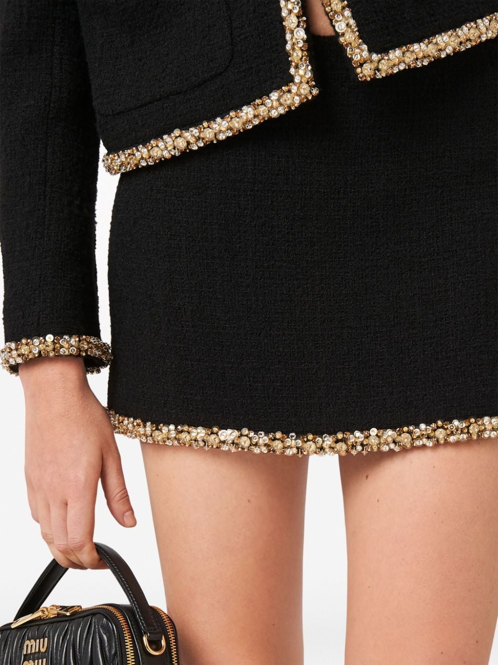 crystal-embellished tweed miniskirt - 3
