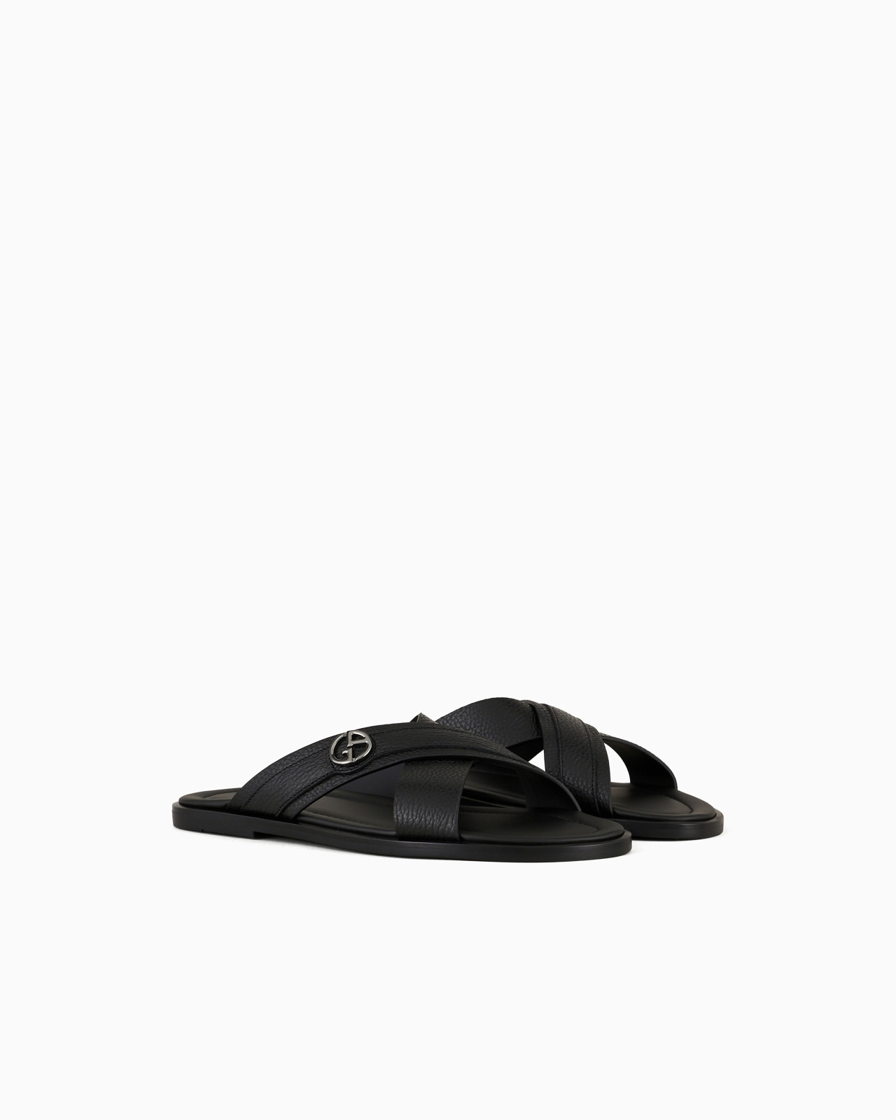 Pebbled-leather cross sandals - 2