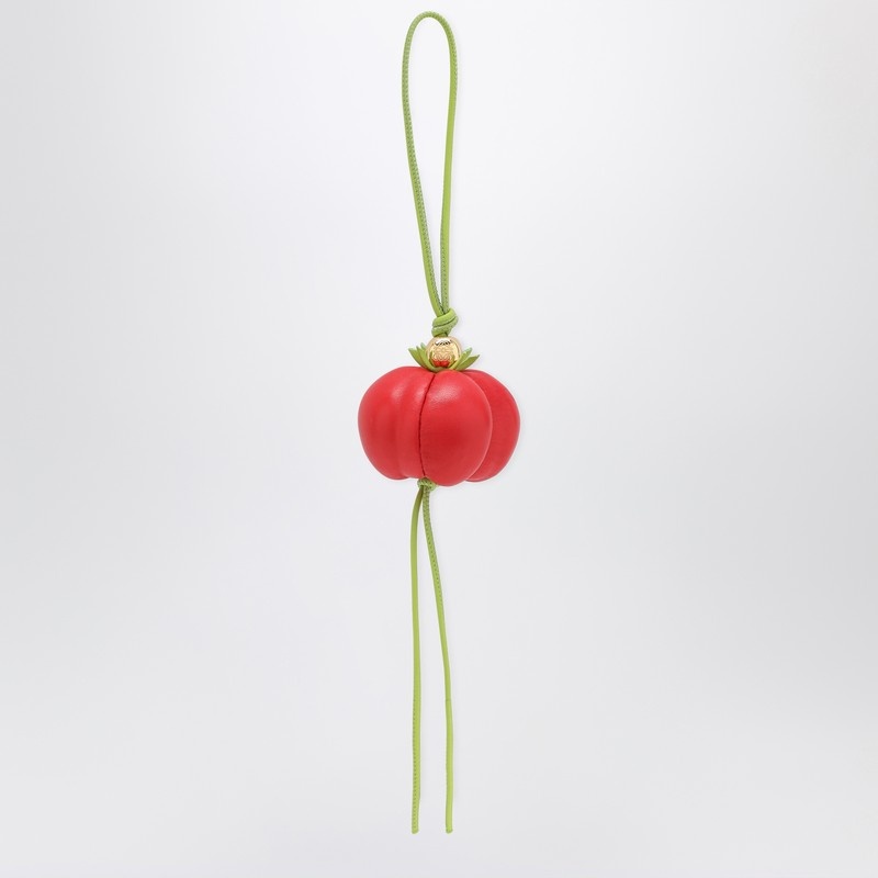 Tomato-shaped red leather pendant - 1