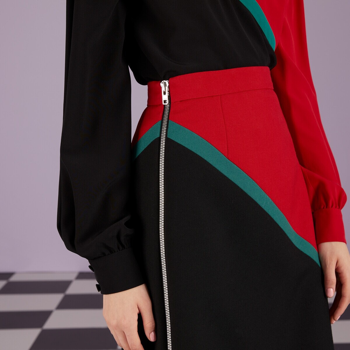 Diagonal stripe wool skirt - 4