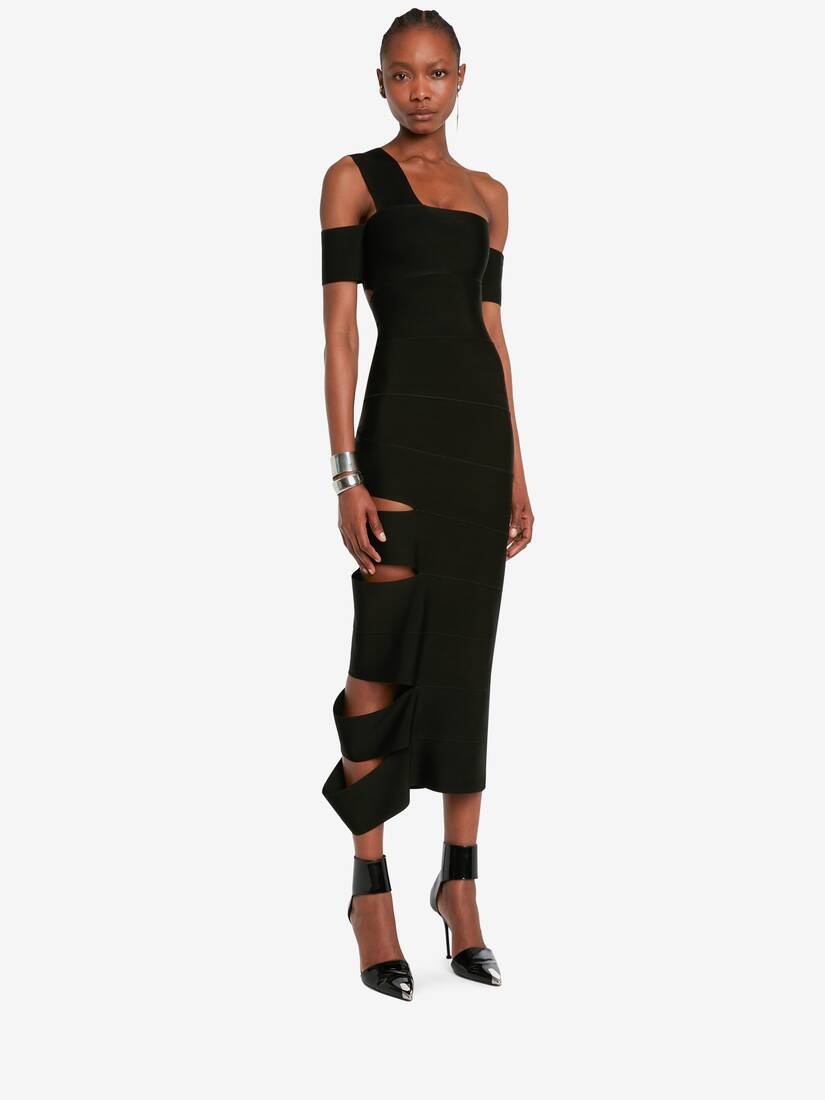 Women's Bandage Midi Dress in Black - 3