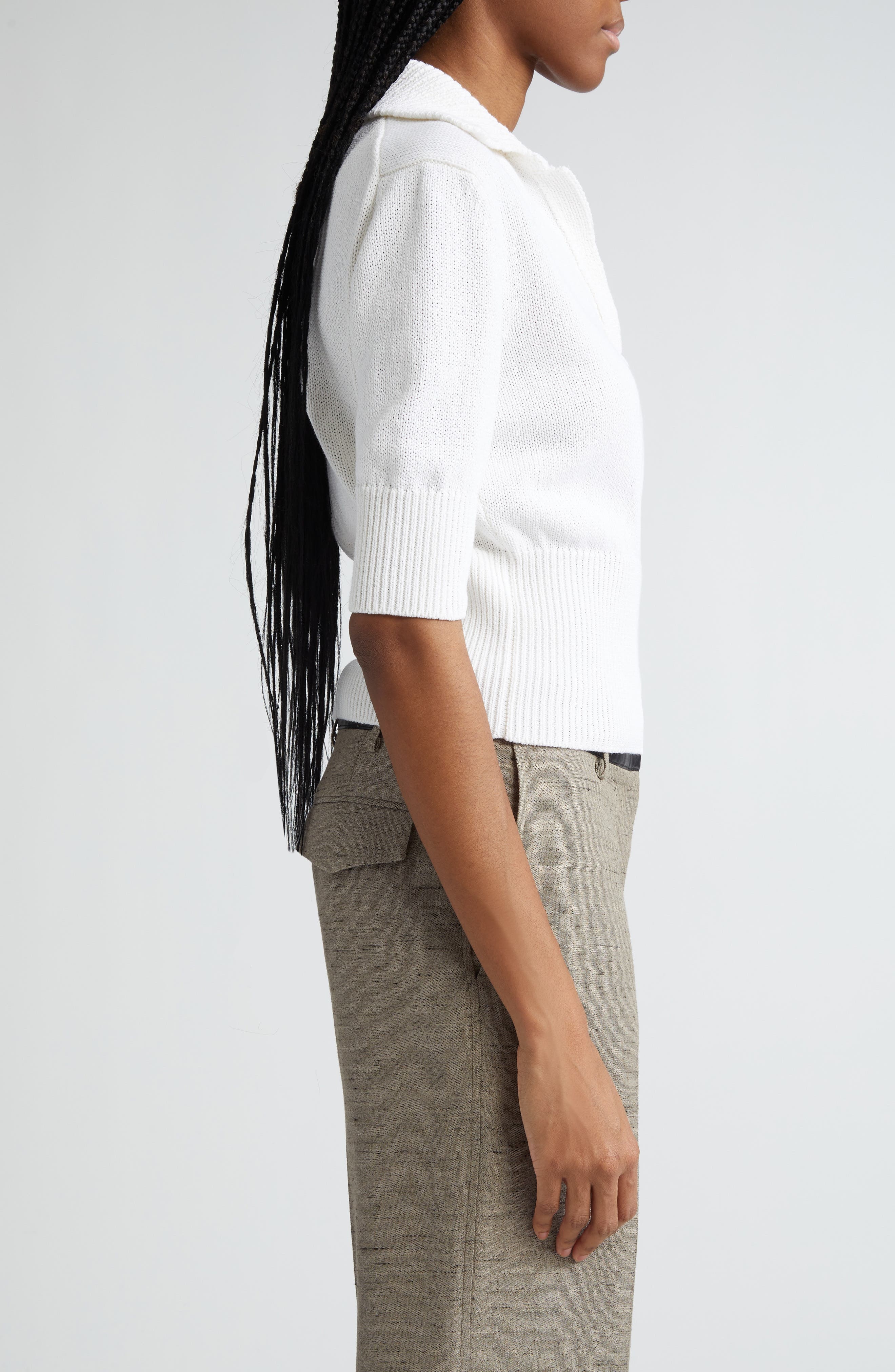 Proenza Schouler Reeve Polo Sweater in Off White at Nordstrom - 4