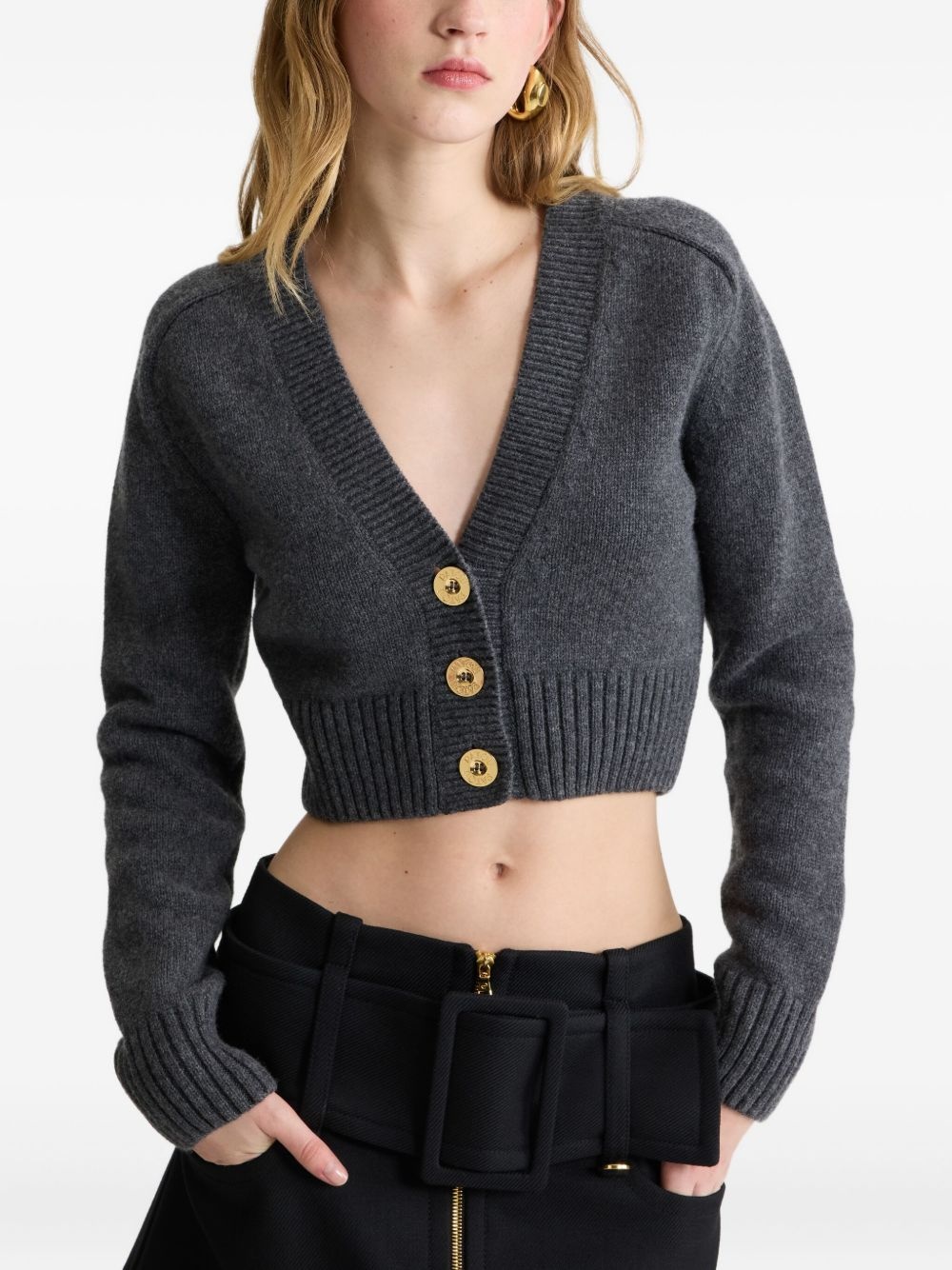 elbow-patch button cardigan - 4
