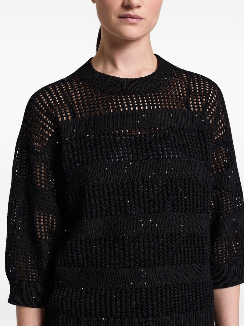sequin-embellished open-knit sweater 4