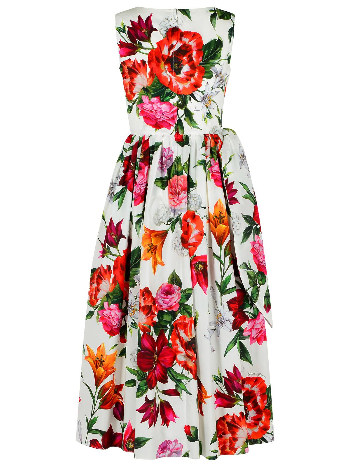 Dolce & Gabbana Sleeveless Dress In Cotton Poplin Flower Print Women - 3