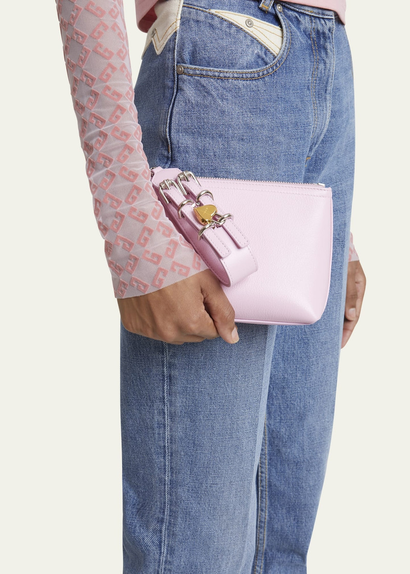 Givenchy Voyou Small Pouch Bag in Leather with Buckle and Heart Lock Wristlet outlook