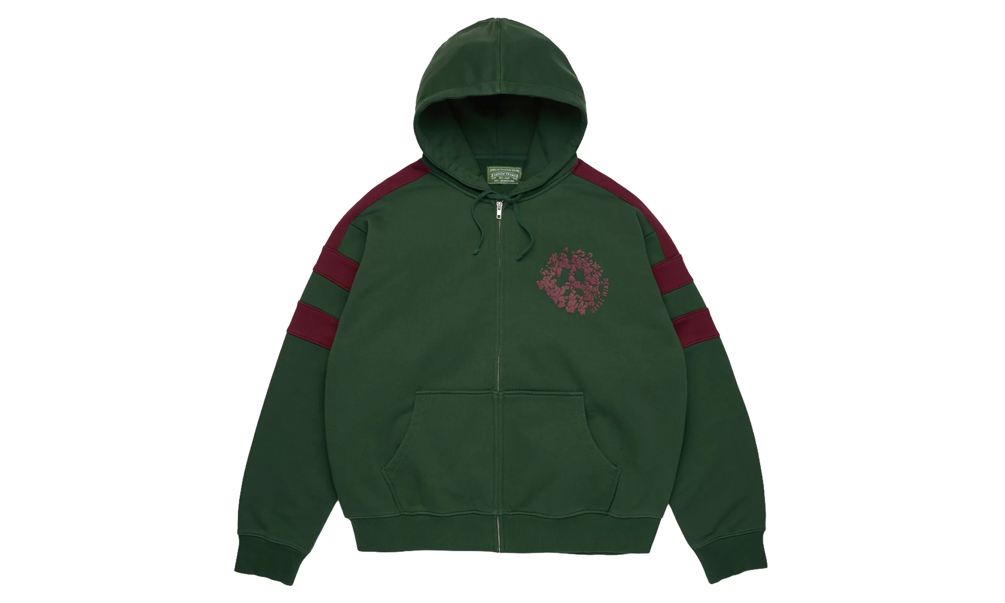 Denim U Paneled Zip Hoodie "Green" DT902 - 1