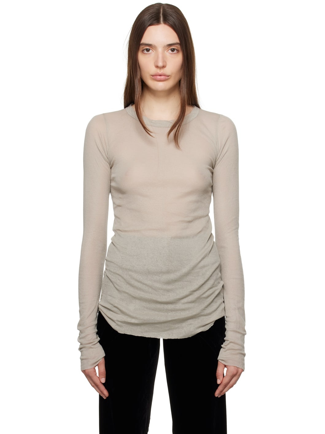 Tシャツ・カットソー RICK OWENS Women Tunic Tops RO02C1155 SEM1 3408 GREY Rick Owens リックオウエンス SS25 SHORT LEVEL T / DUST - NUBIAN