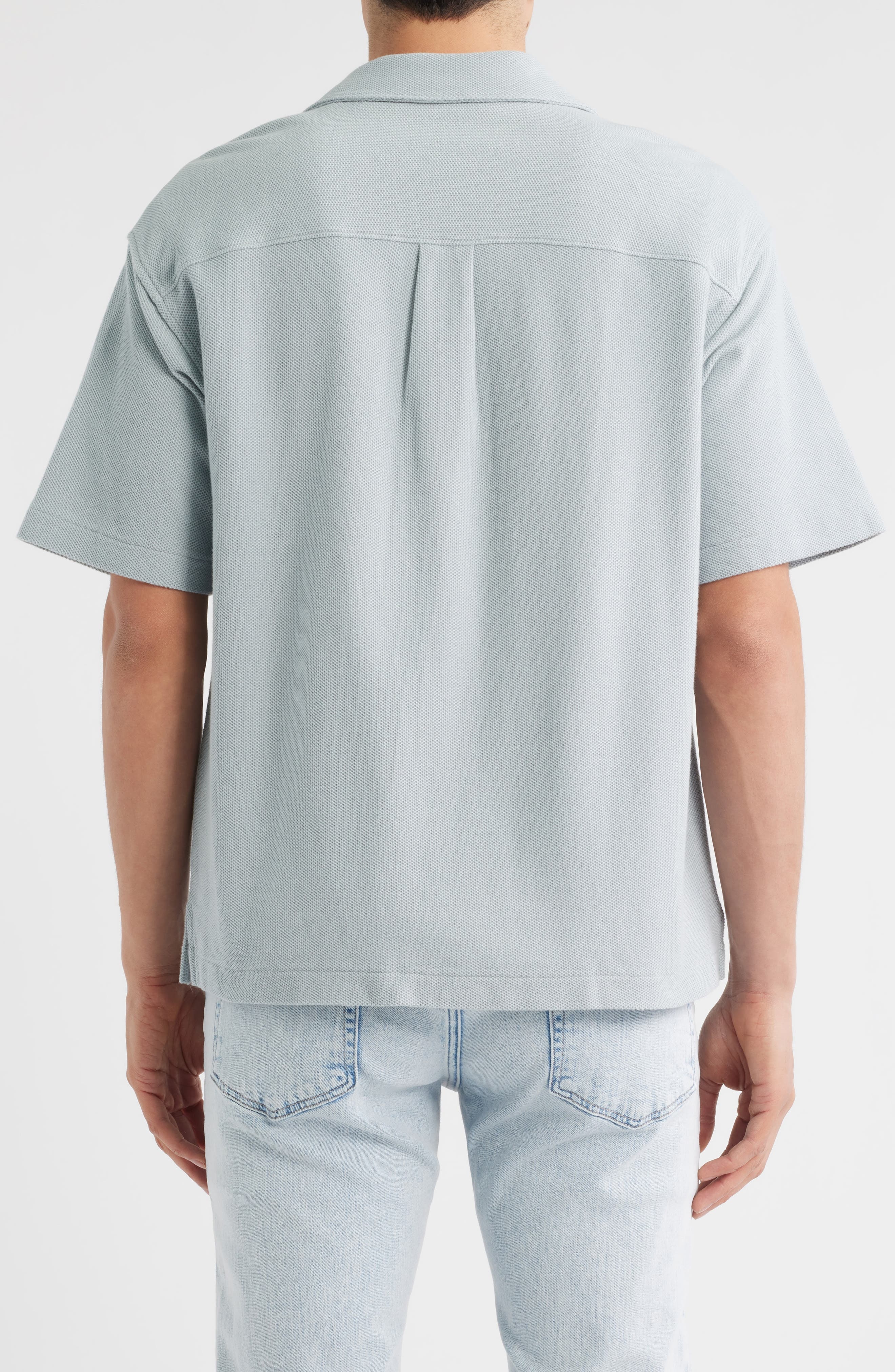 FRAME Relaxed Jacquard Camp Shirt in Grey Blue at Nordstrom - 3