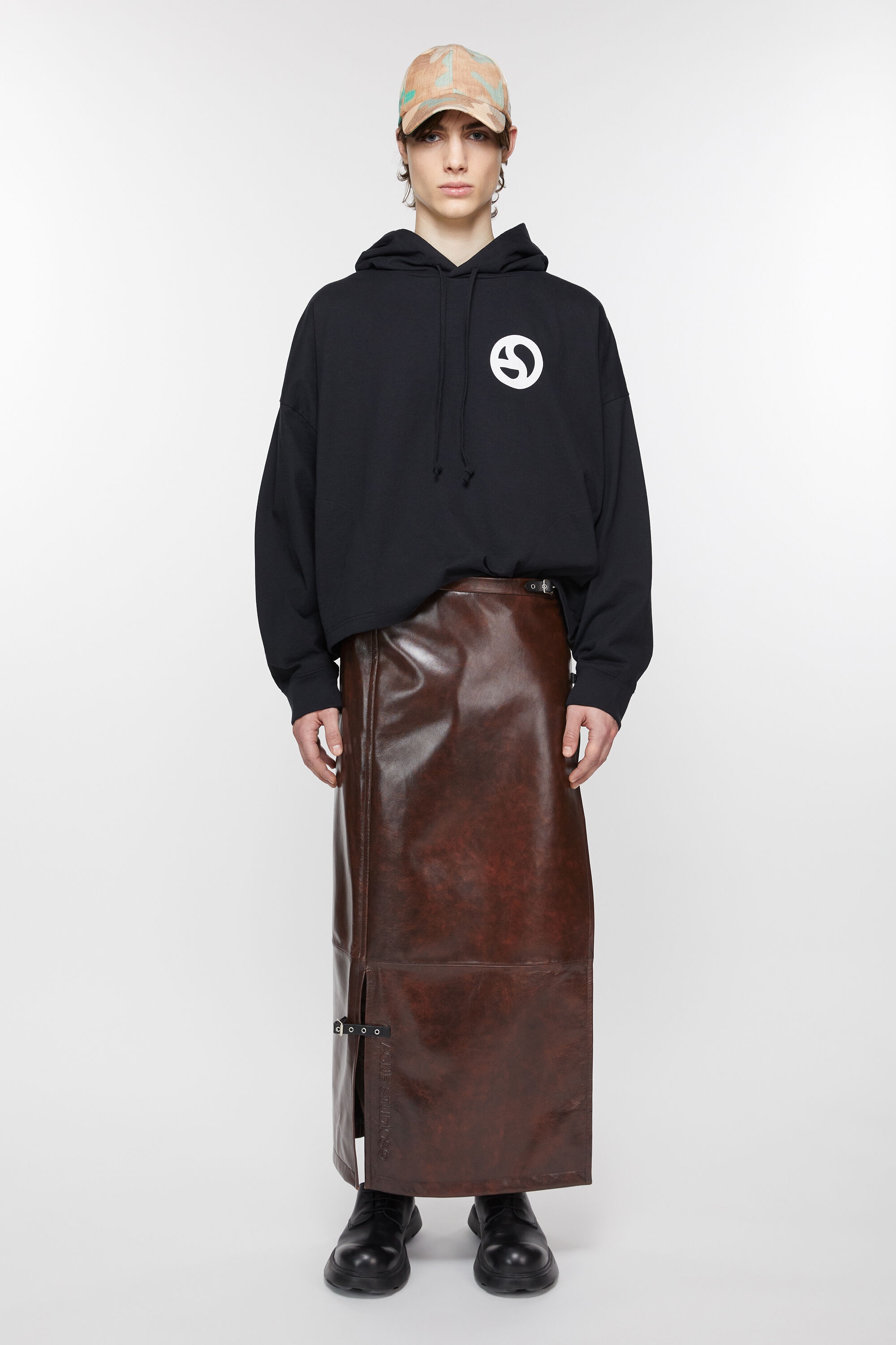 Long leather skirt - Brown - 2