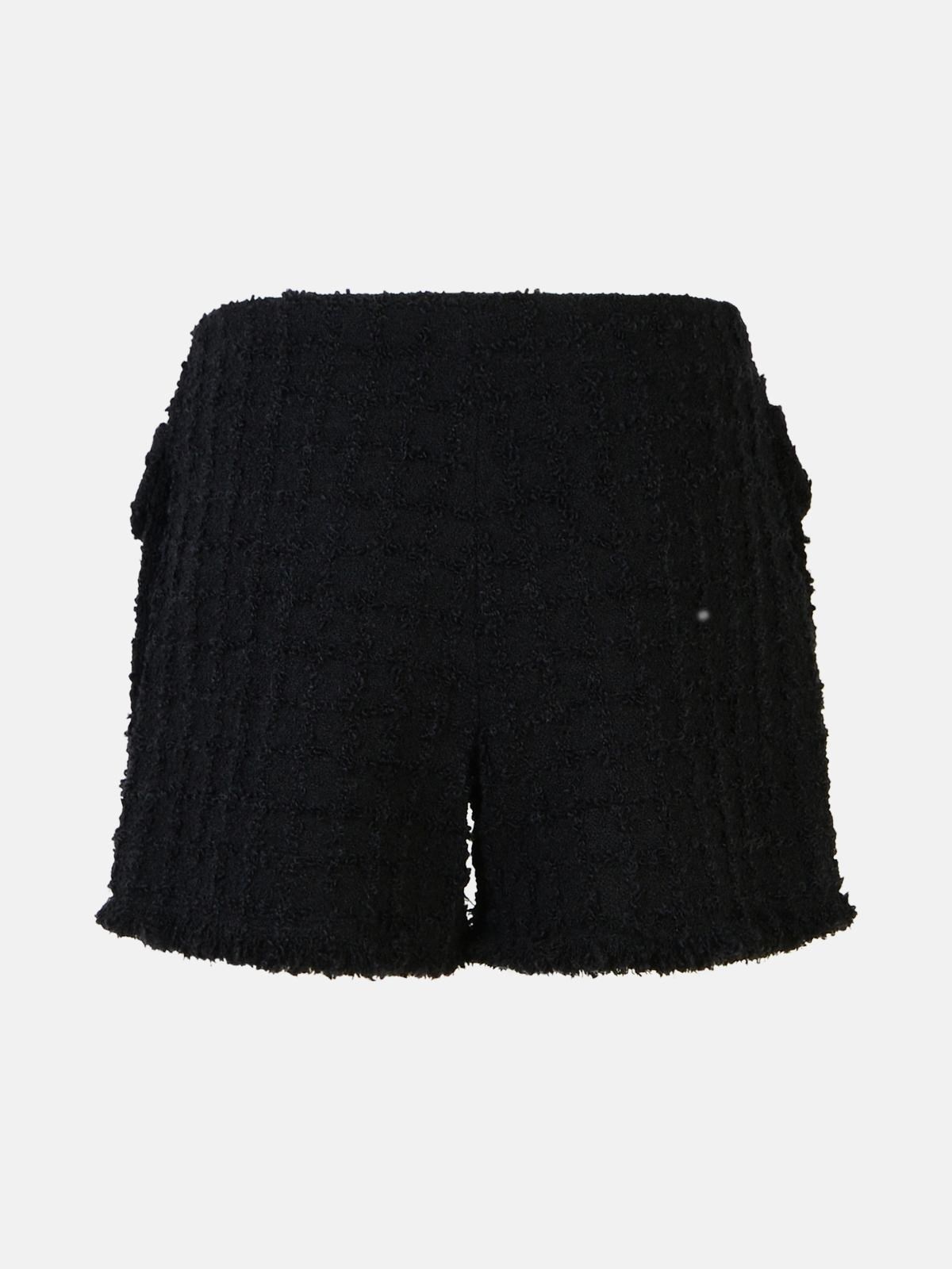 BLACK VIRGIN WOOL BLEND SHORTS - 3