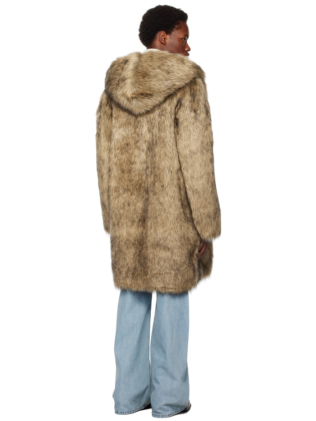 SSENSE Exclusive Beige Faux-Fur Coat - 3