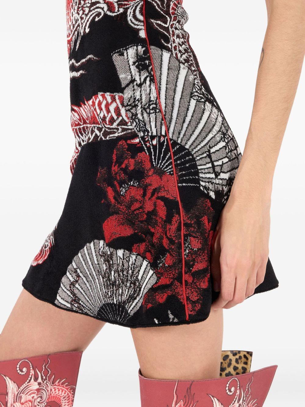 dragon floral print mini dress - 5