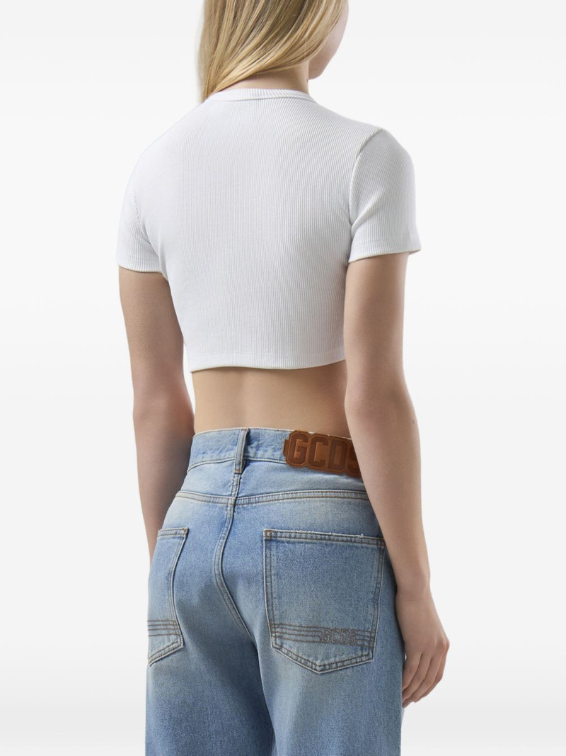 logo-embroidered crop T-shirt 5
