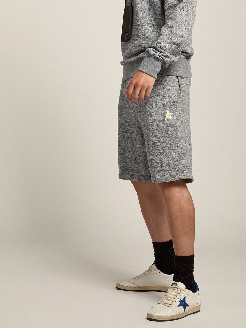 Men’s melange gray Bermuda shorts with gold star 2