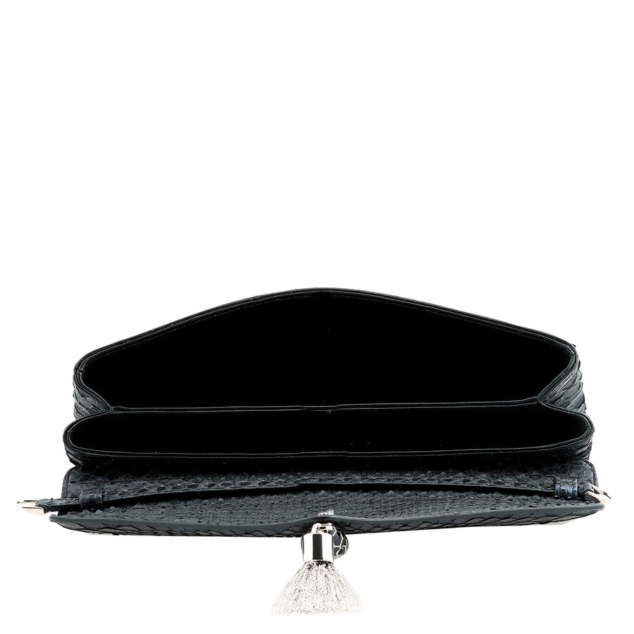 Bvlgari Metallic Teal Python Serpenti Forever Tassel Clutch - 4
