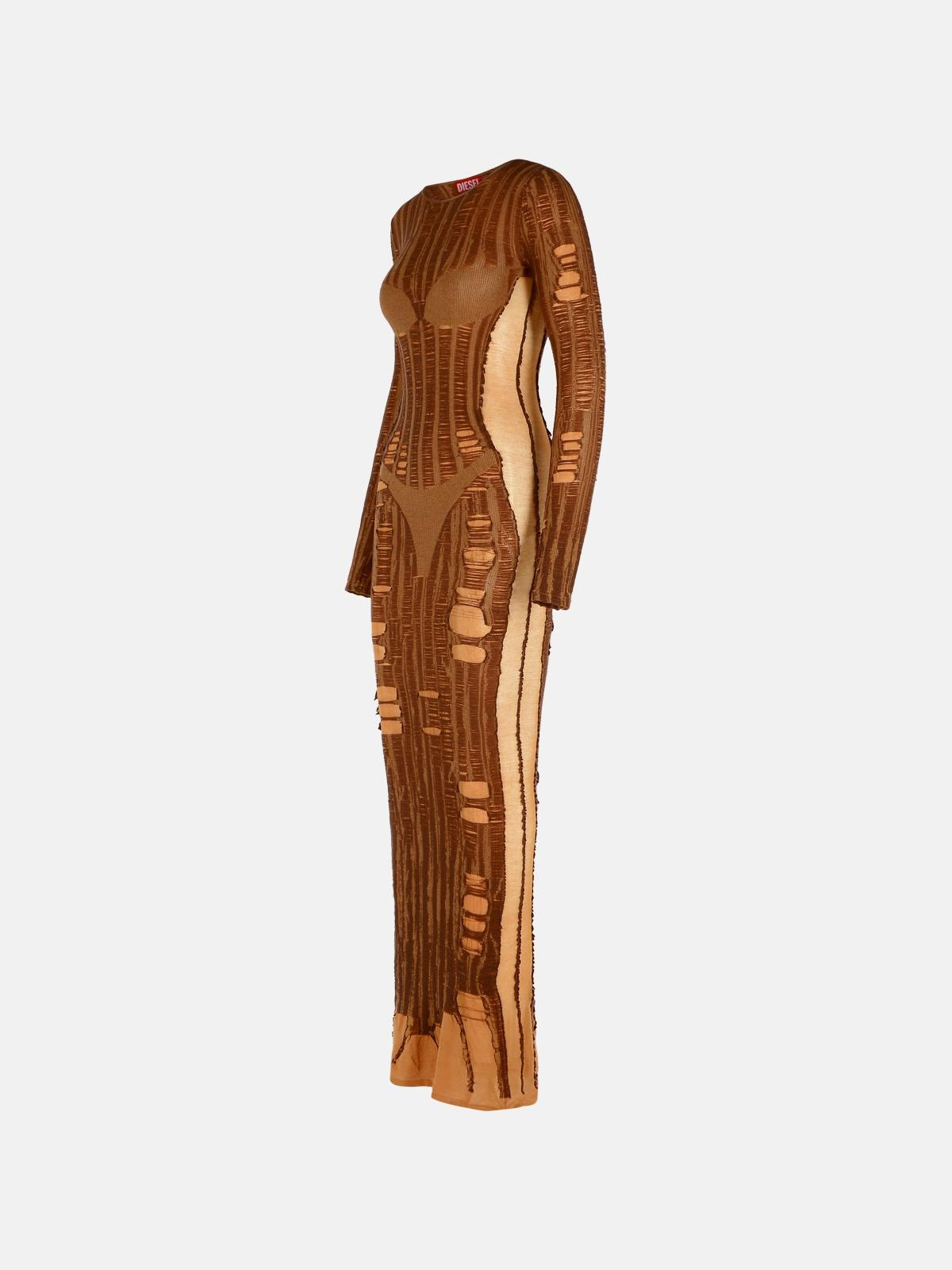 'CALIMERA' BROWN COTTON BLEND DRESS - 2