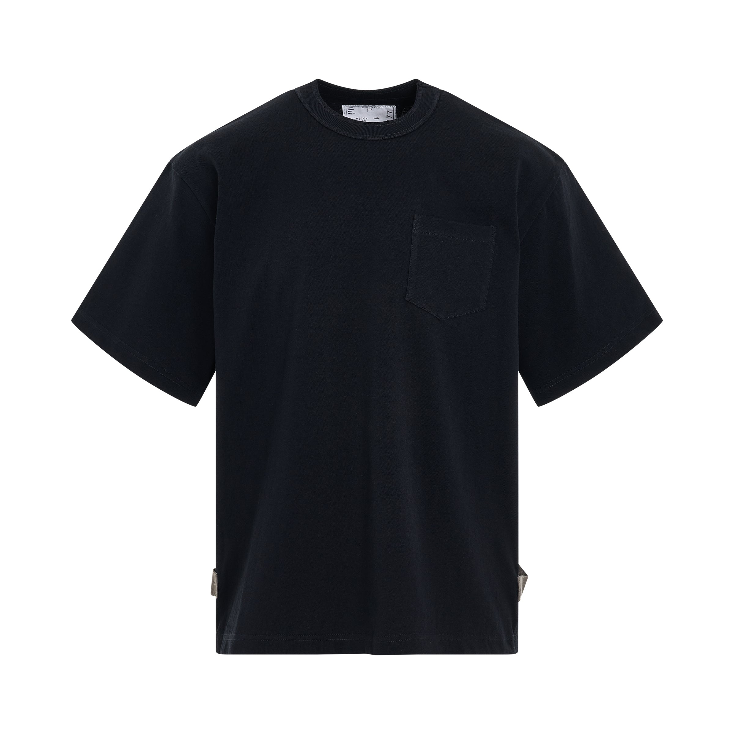 sacai Side Zip Cotton Jersey T-Shirt in Navy | REVERSIBLE