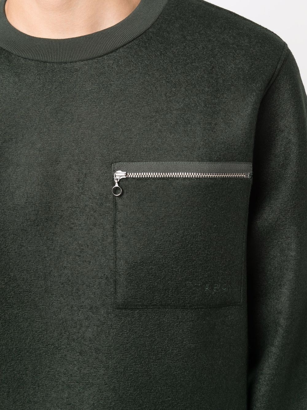 zip-pocket crew neck sweater - 5