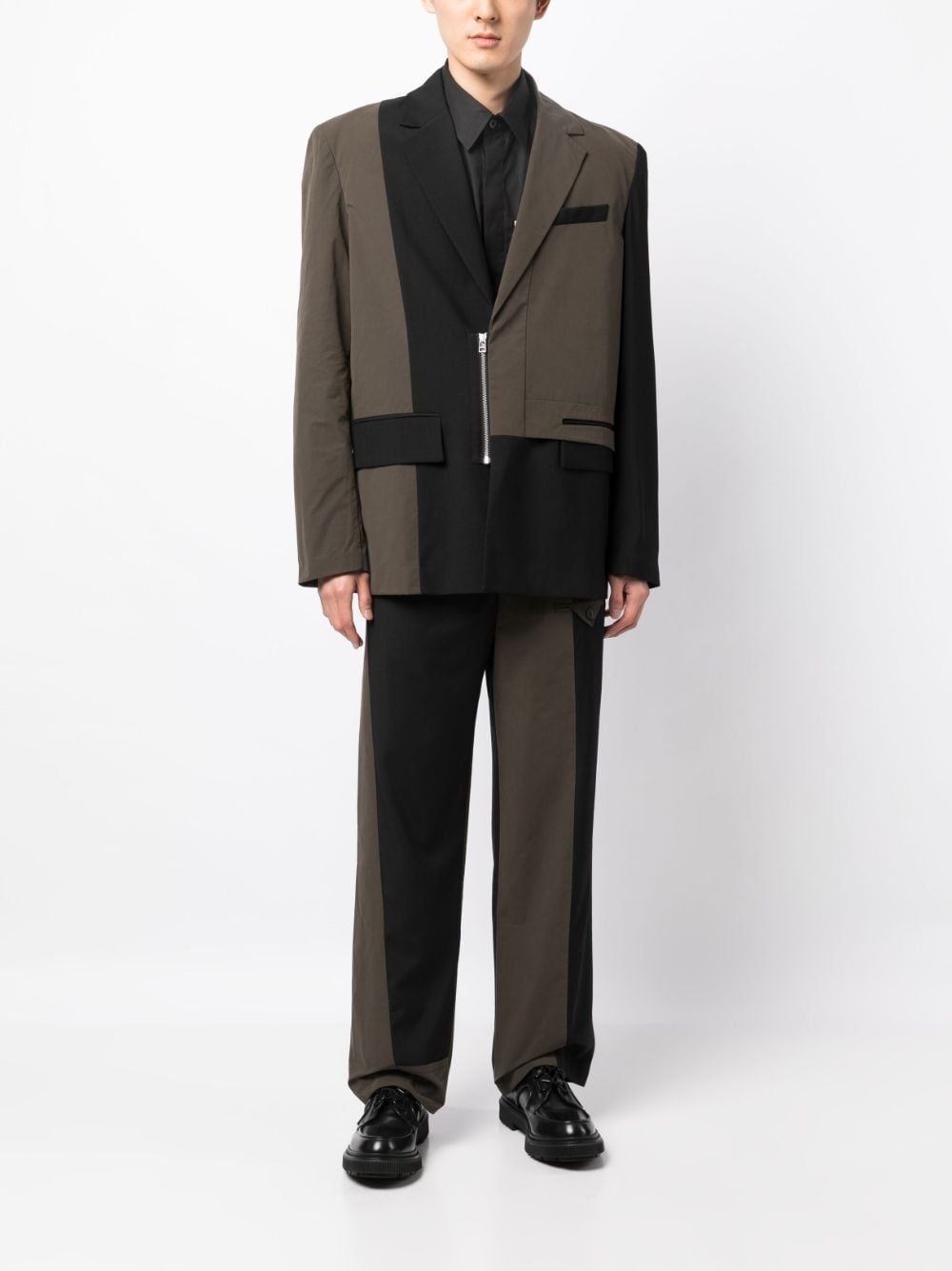 two-tone notched-lapels blazer - 2