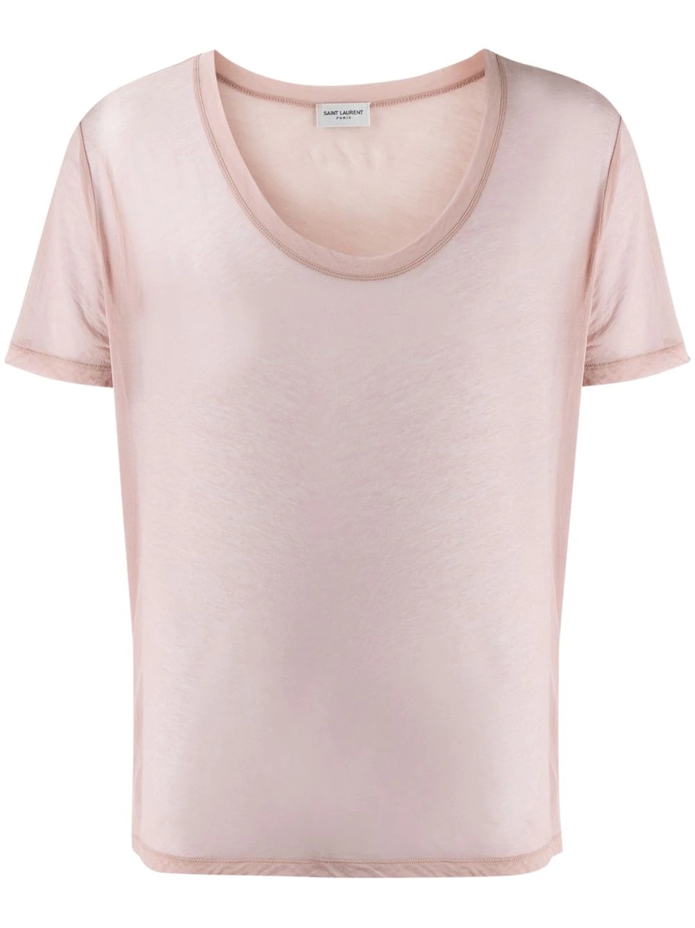 sheer u-neck T-shirt - 1