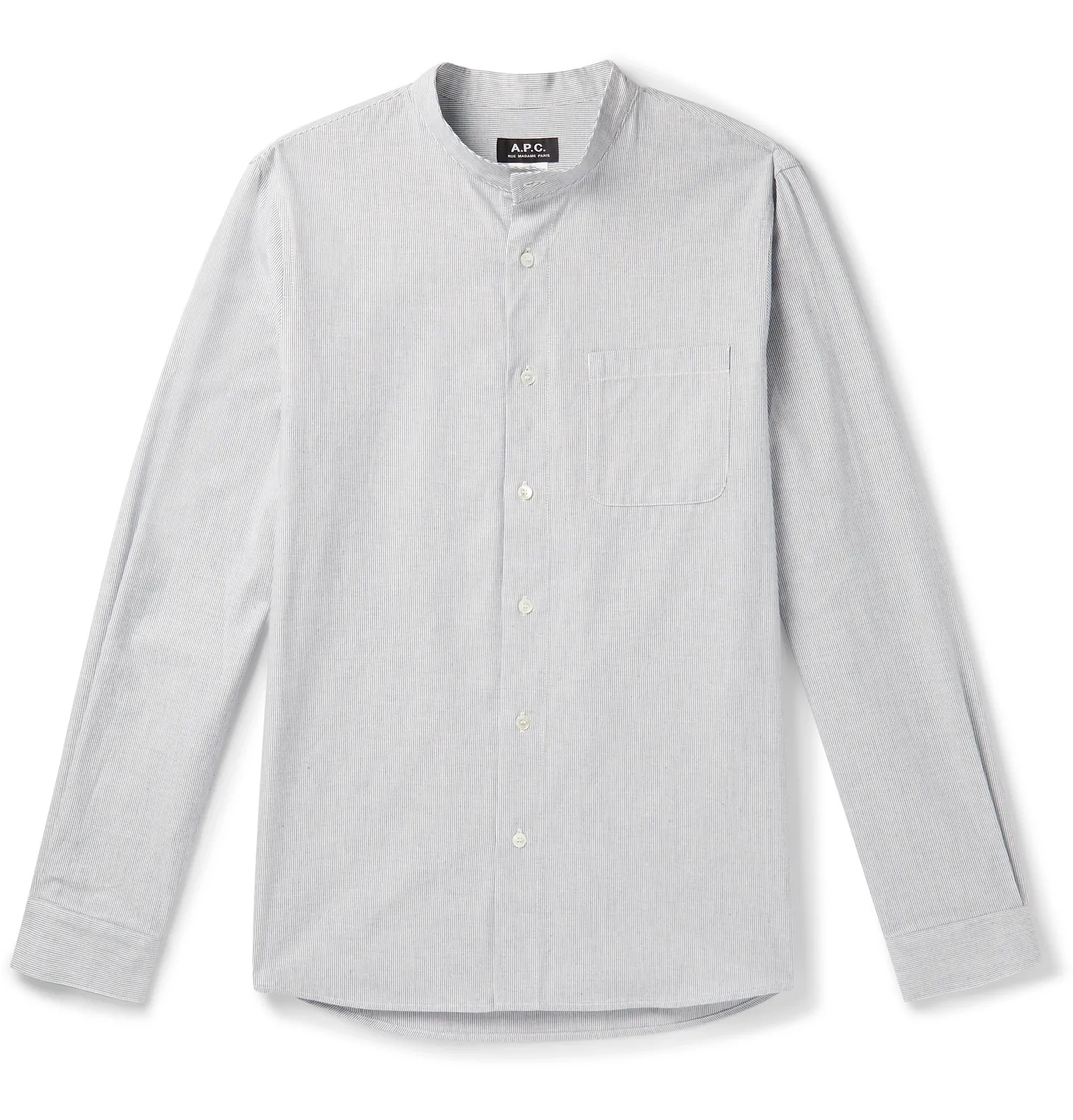 Mark Grandad-Collar Striped Cotton Shirt - 1