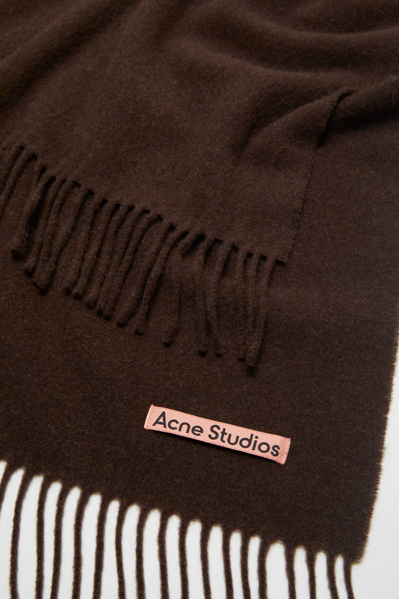 Fringe wool scarf - oversized - Brown melange 4