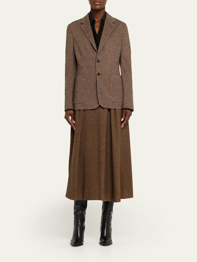 Ralph Lauren Pleated Birdseye Tweed Midi Skirt outlook