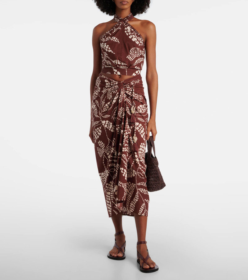 Poupette St Barth Uma printed cotton midi skirt outlook