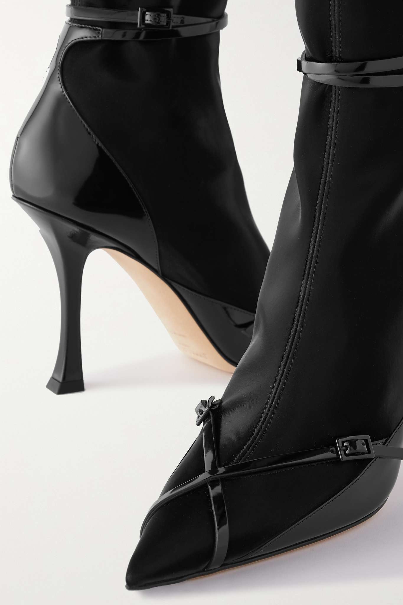 + Mugler patent-leather trimmed neoprene ankle boots - 4