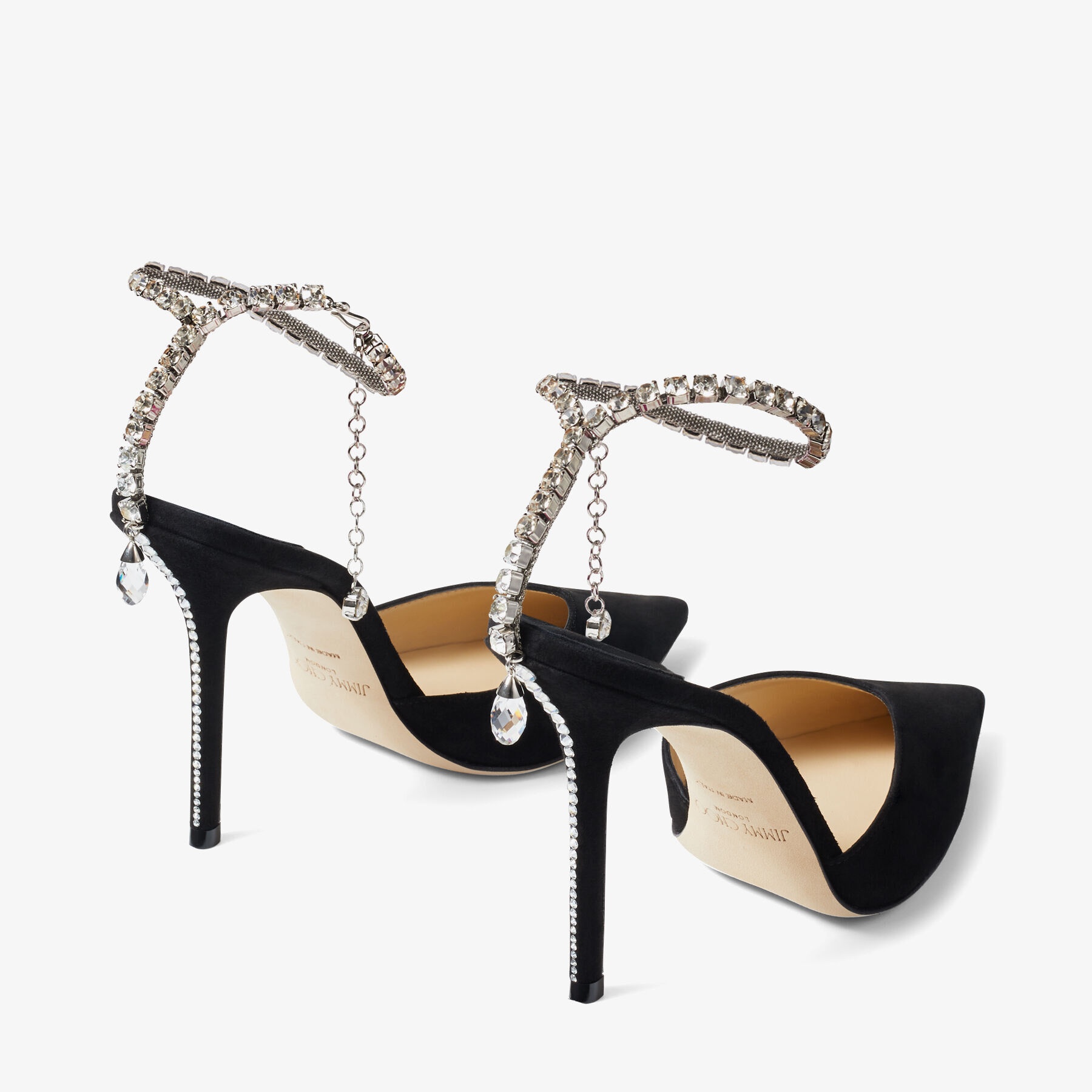 Saeda 100
Black Suede Pumps with Crystal Embellishment - 4