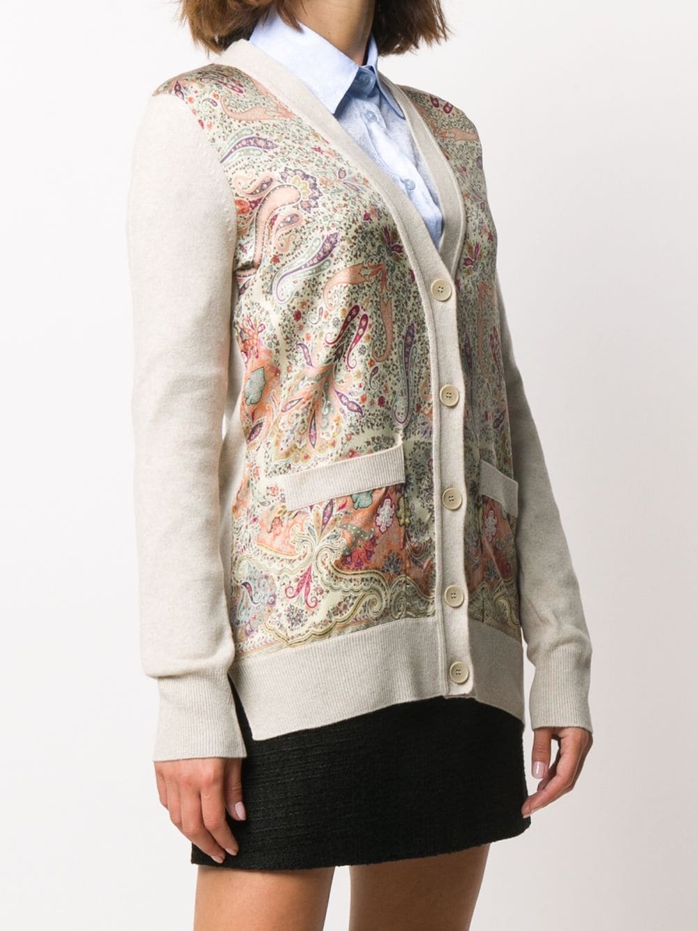 paisley print fine knit cardigan - 3