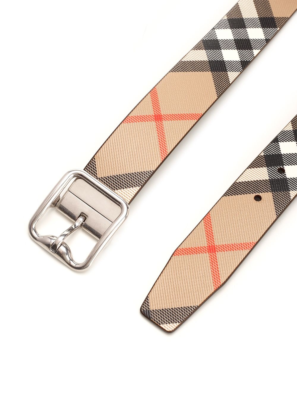 B Buckle Check Reversible Belt Belts Brown - 2