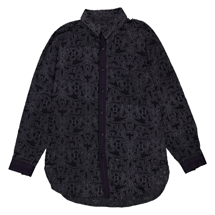 Yohji Yamamoto Men's A-Jq Cotton Blend Shirt - 4