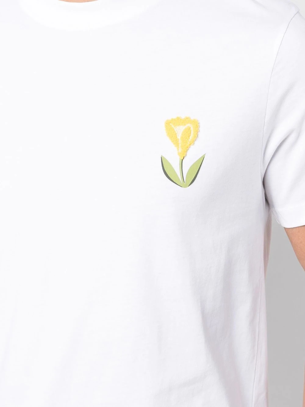 tulip-print detail T-shirt - 5