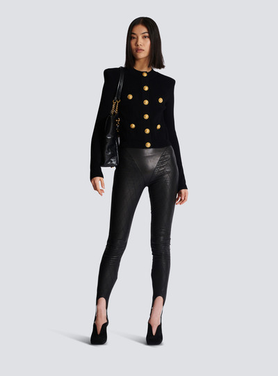 Balmain Topstitched leather leggings outlook