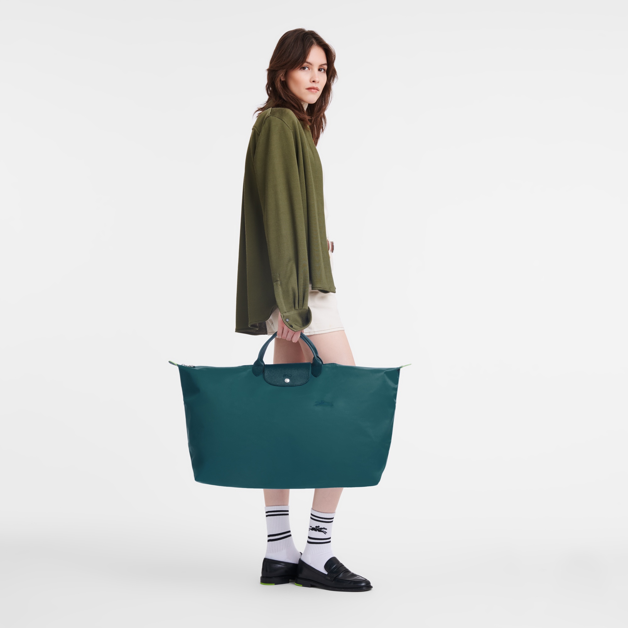 Le Pliage Green M Travel bag Peacock - Recycled canvas - 2