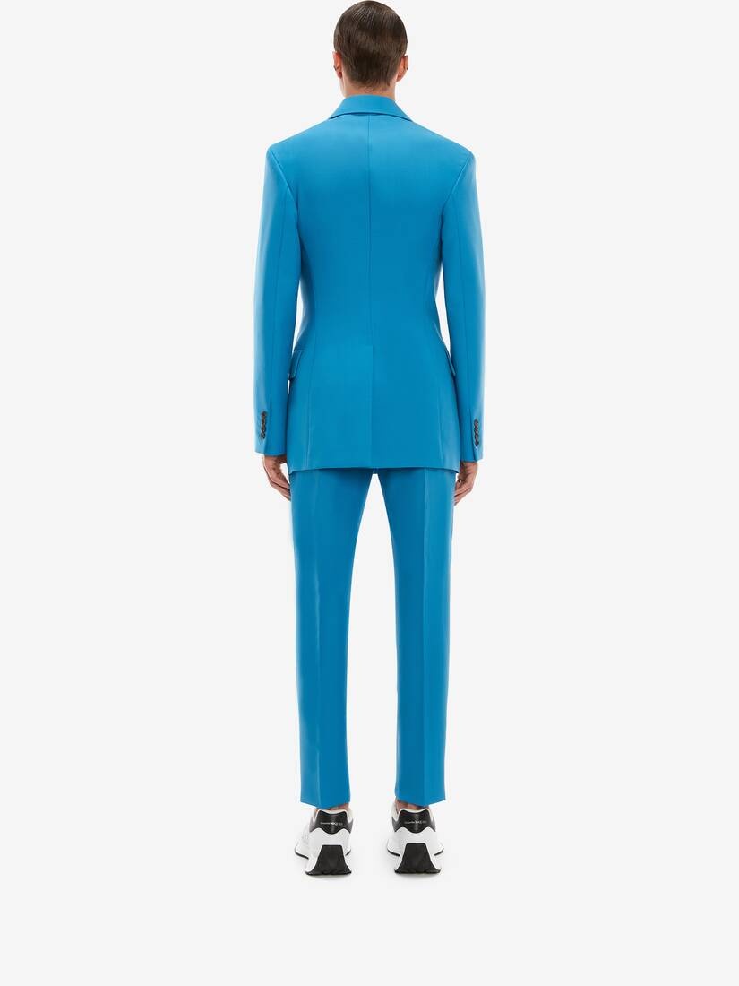 Double-breasted Wool Mohair Jacket in Blue - 4