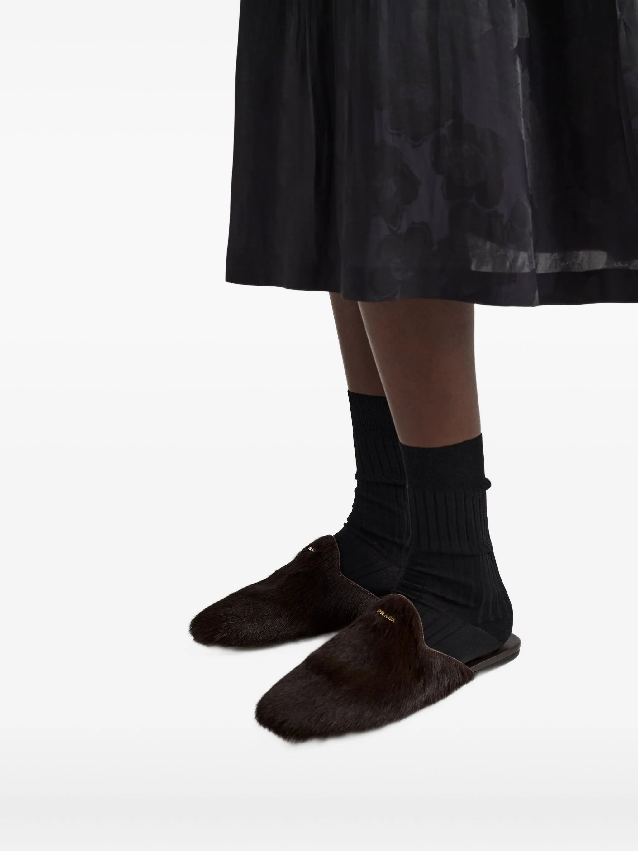 logo-plaque hair-calf mules - 5