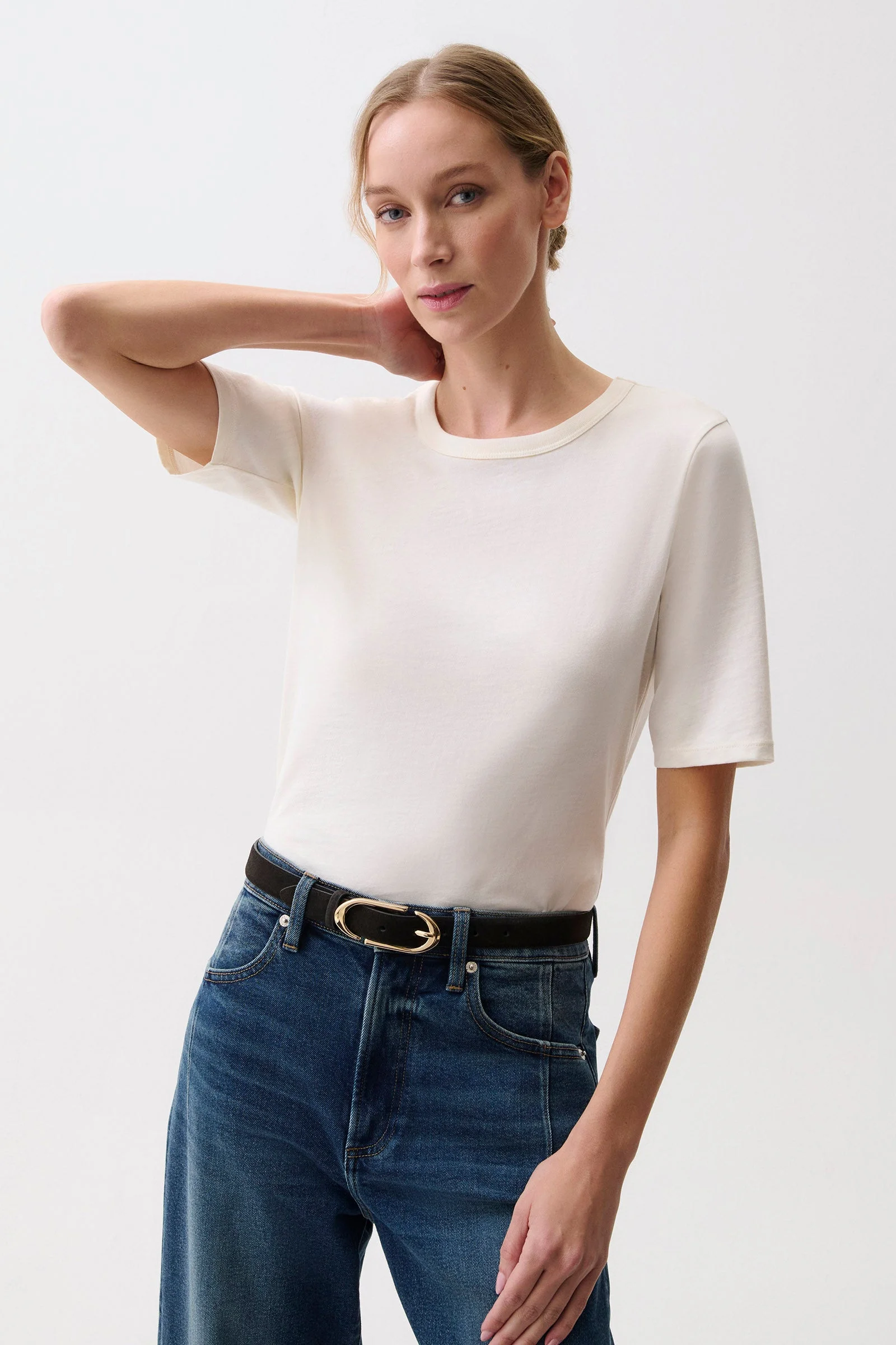 MELIKA QUARTER SLEEVE TEE - SOFT WHITE - 1