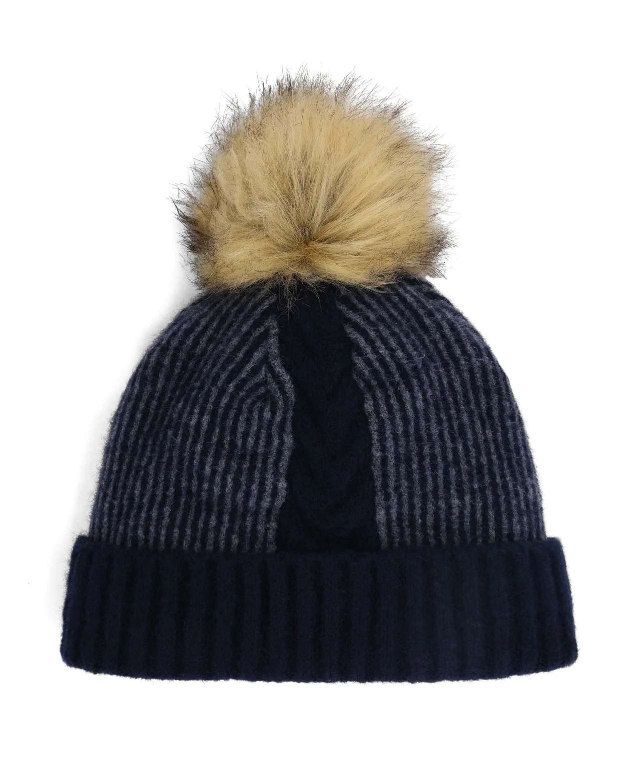 Womens Plait Pom Hat - Slate Blue - 1